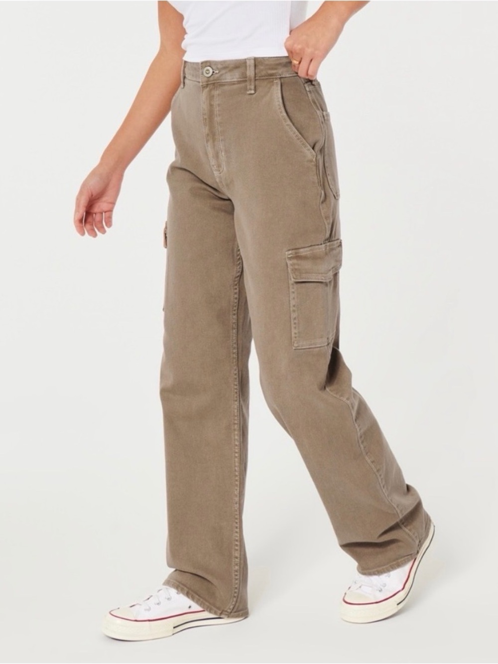 Hollister Y2K Utility Work 90s Gorpcore Grunge Dad Jean Cargo Khaki 4 27 Short